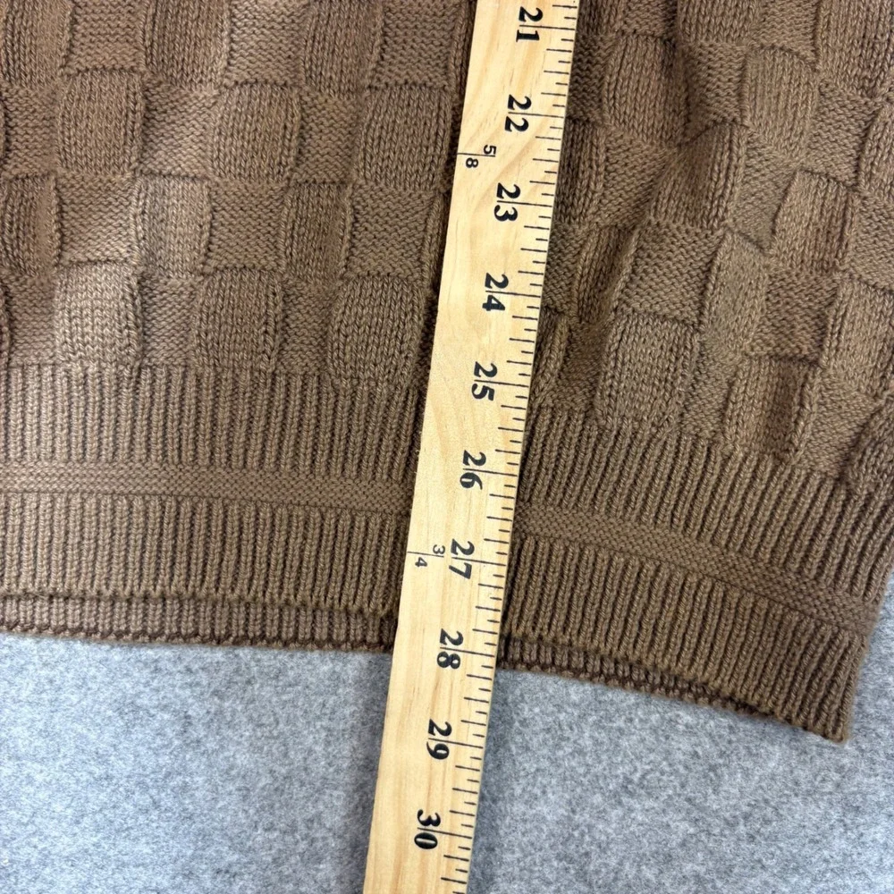 United States Sweaters Mens Large Brown Cotton Basketweave Crewneck USA Made